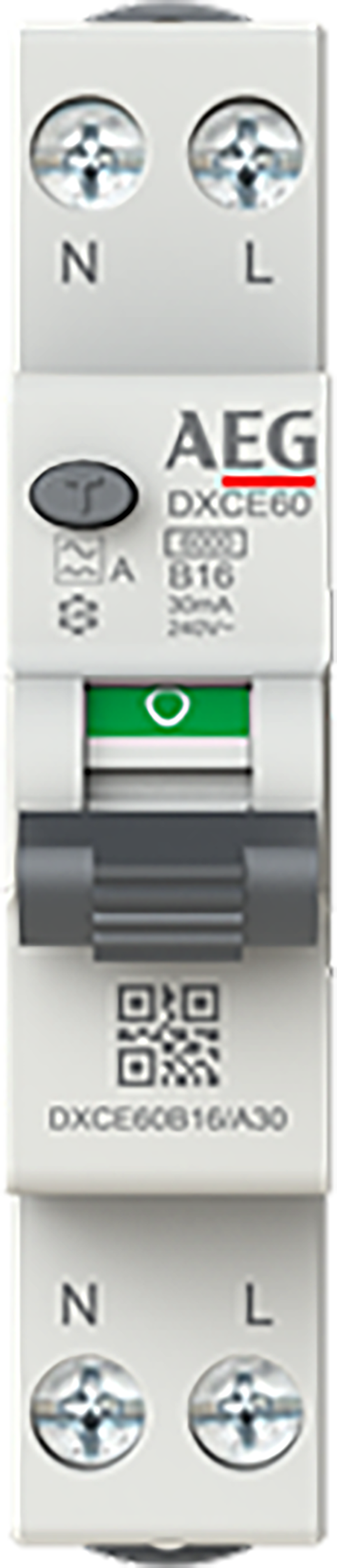 AEG aardlekautomaat 1-polig+nul 16A B-karakteristiek 30mA DXCE60B16/A30