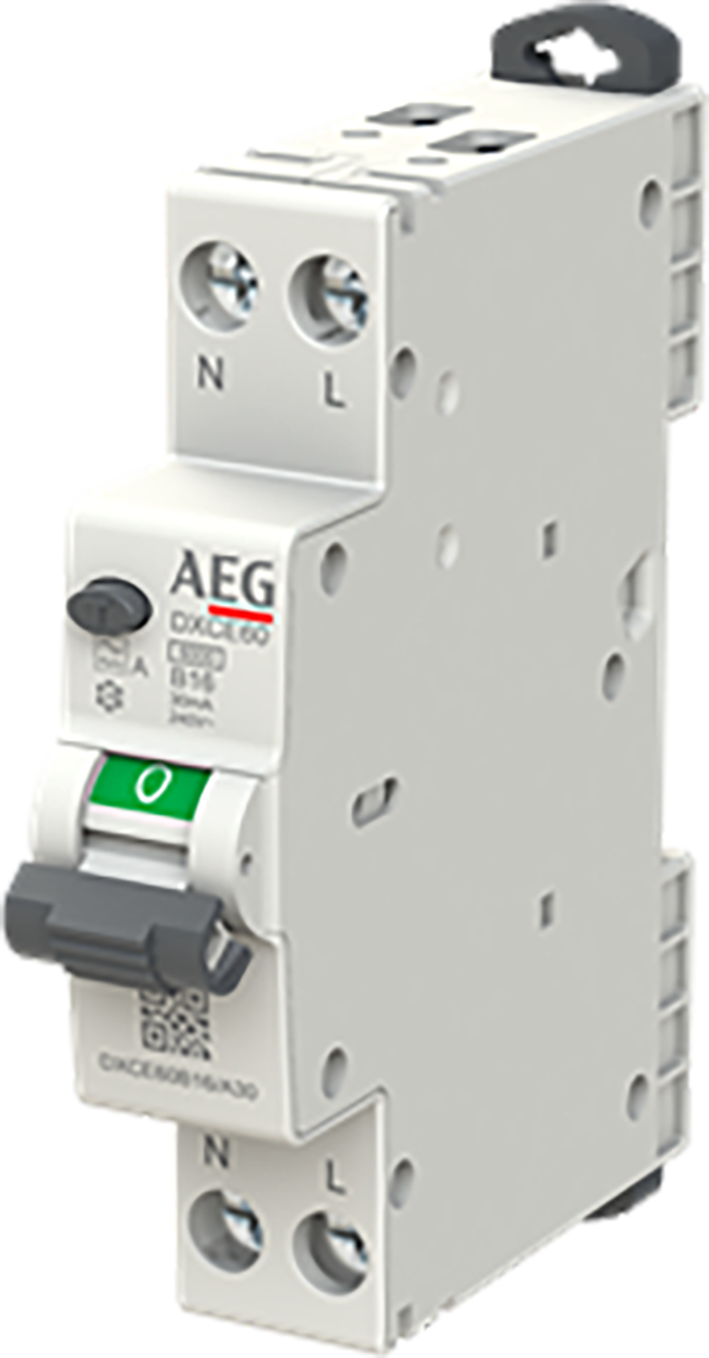 AEG aardlekautomaat 1-polig+nul 16A B-karakteristiek 30mA DXCE60B16/A30