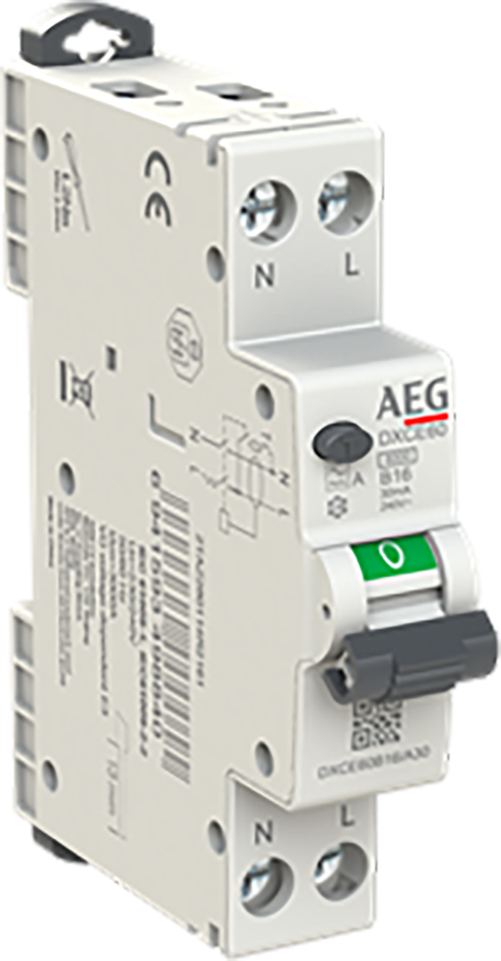 AEG aardlekautomaat 1-polig+nul 16A B-karakteristiek 30mA DXCE60B16/A30
