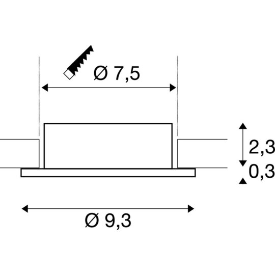 SLV New Tria 75mm inbouwspot kantelbaar zwart 1007343