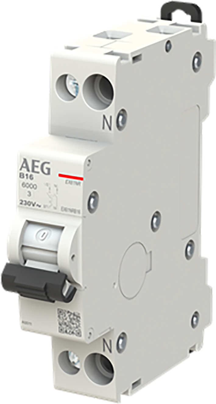 AEG installatieautomaat 16A 1-polig + nul B-karakteristiek EX61NRB16 AEG installatieautomaat 16A 1-polig + nul B-karakteristiek EX61NRB16