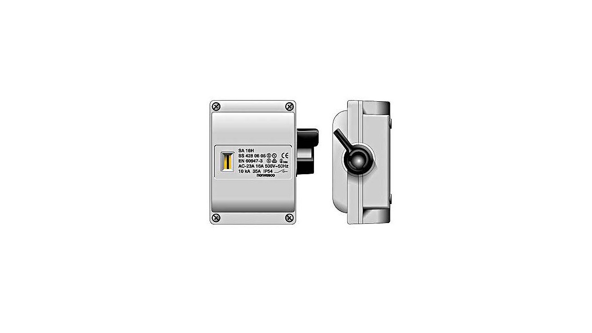 Norwesco werkschakelaar 16A 3P + hulpcontact (4P) SA316H