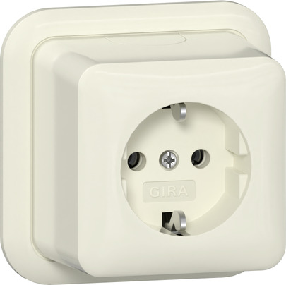 Gira opbouw wandcontactdoos randaarde 1-voudig creme met montageplaat 444010