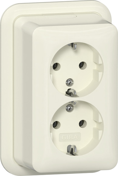 Gira opbouw stopcontact 2-voudig met randaarde creme 478010