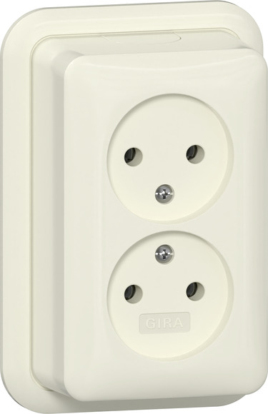 Gira opbouw wandcontactdoos zonder randaarde 2-voudig creme met montageplaat 479110