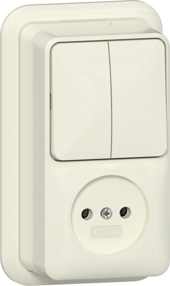 Gira opbouw combinatie serieschakelaar/stopcontact zonder randaarde creme 447510